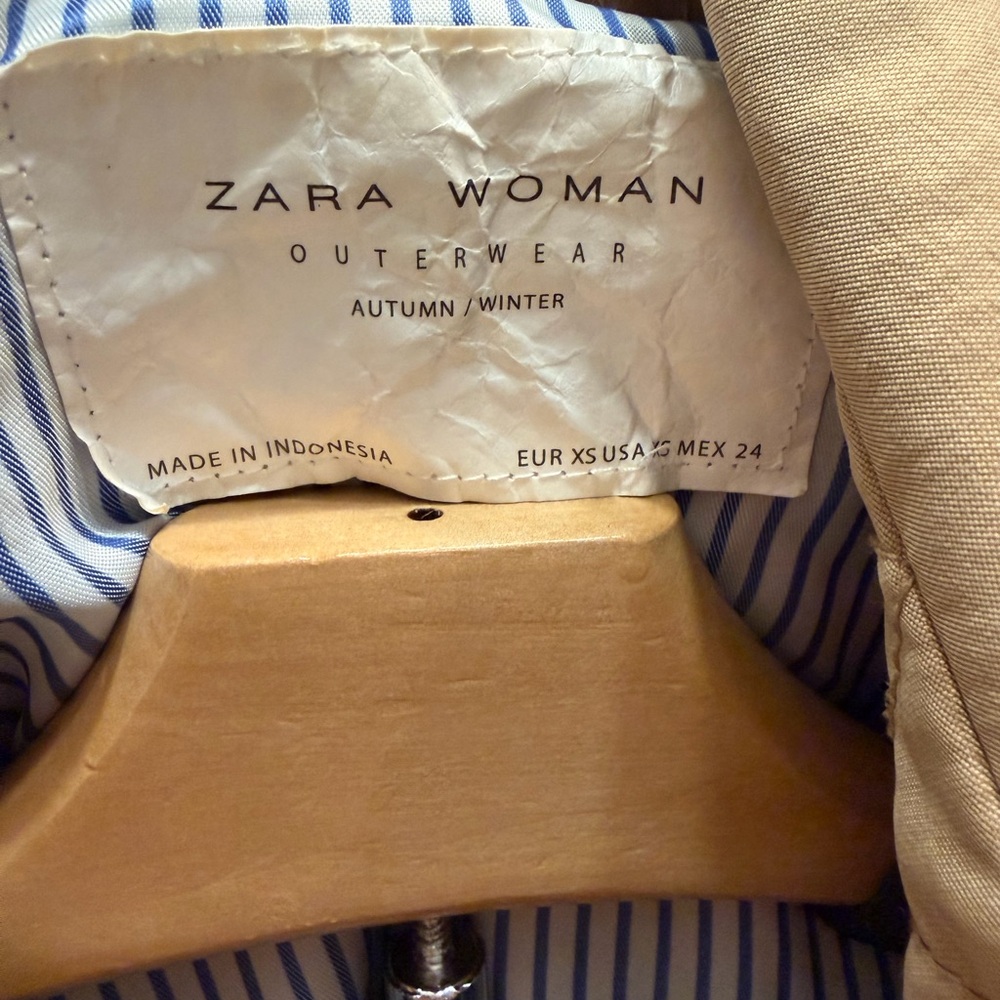 Zara Beige Double-Breasted Trench Coat - Picture 3 of 14